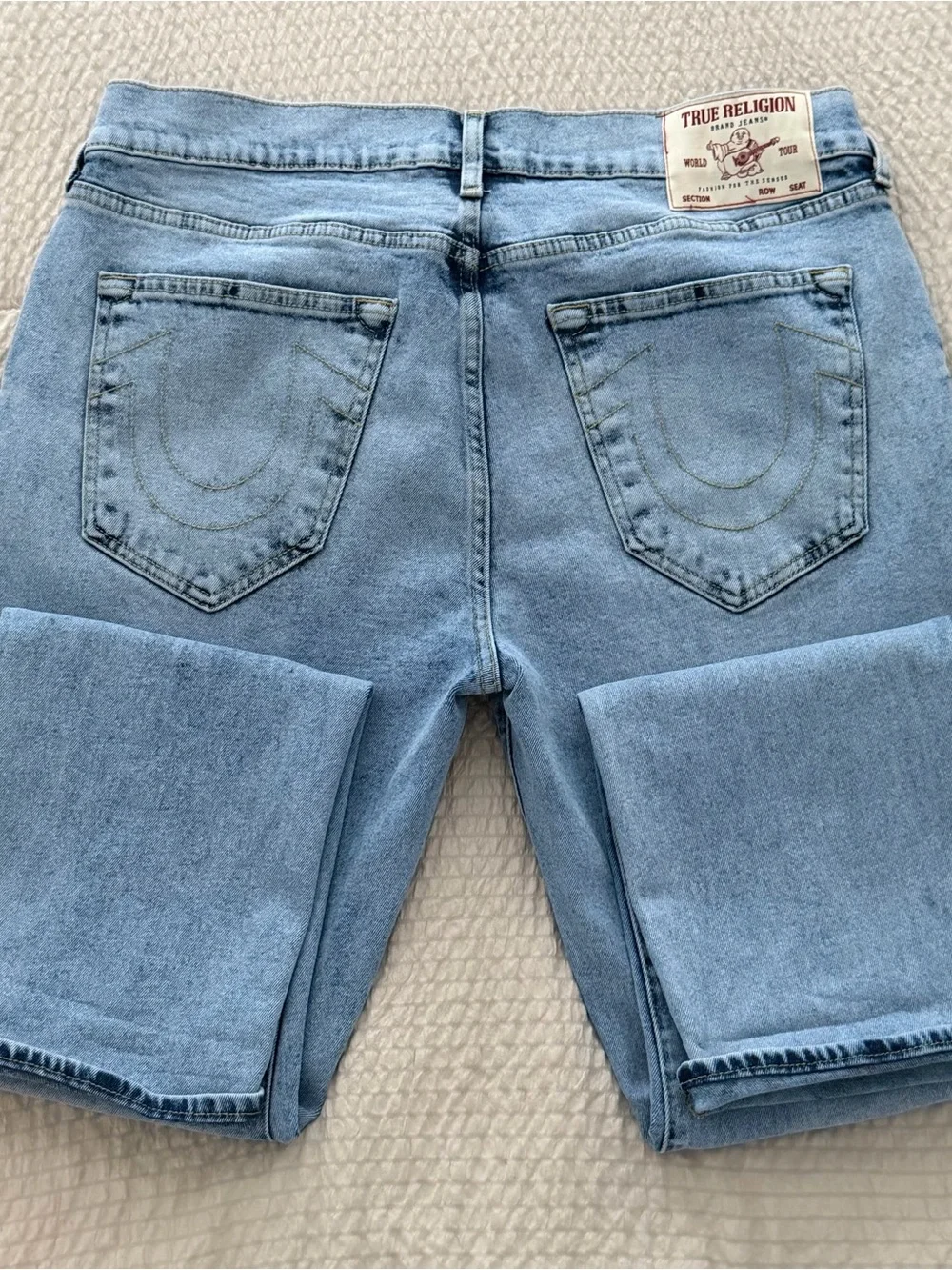 True Religion Light Blue Back Pocket Straight Jeans